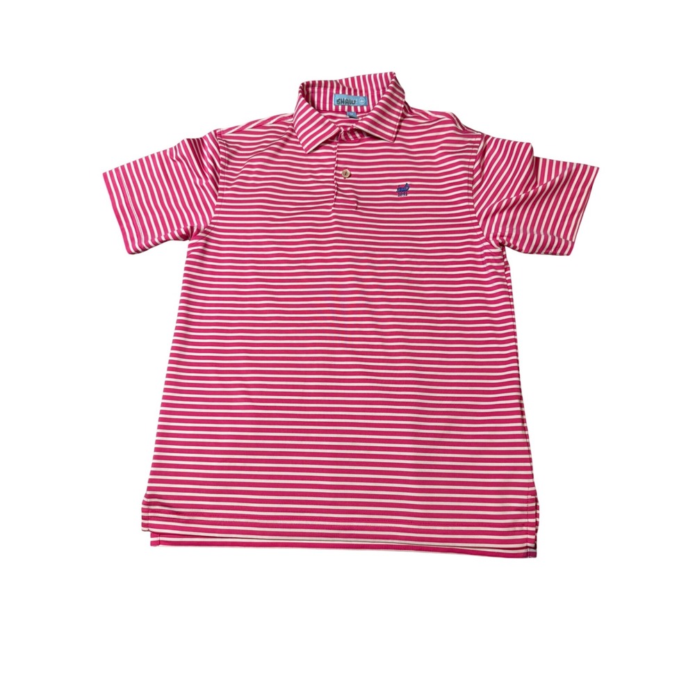 Peter Millar Medium Golf Jersey Polo Short Sleeve Pink White Drum Performance